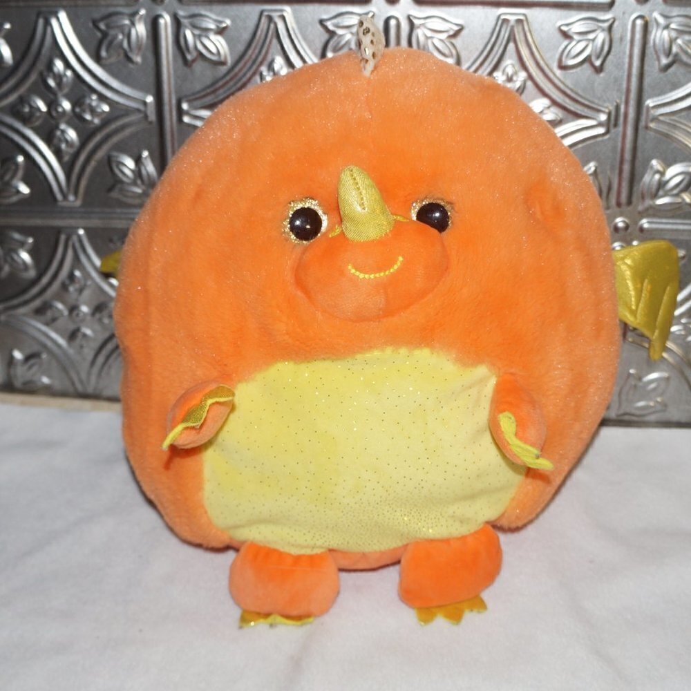 Walgreens Chicken Dragon Orange Creature Plush Round 12" Stuffed Toy Yellow